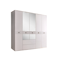 Шкаф 5-ти дверный с зеркалом, с ящиками Римини СОЛО (Белый/Серебро) РМШ1/51(s)