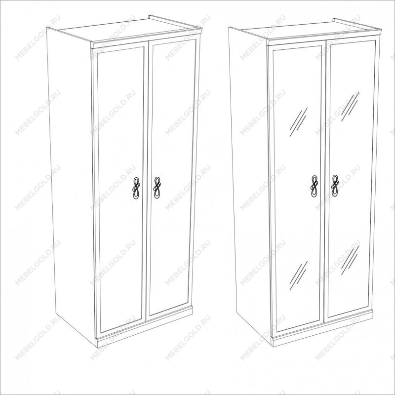 Натали секция 2-ств с зеркалом белый глянец