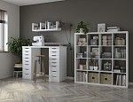ИНГАР стол письменный ИКЕА / IKEA белый, 140x75, с двумя высокими тумбами | изображение 4