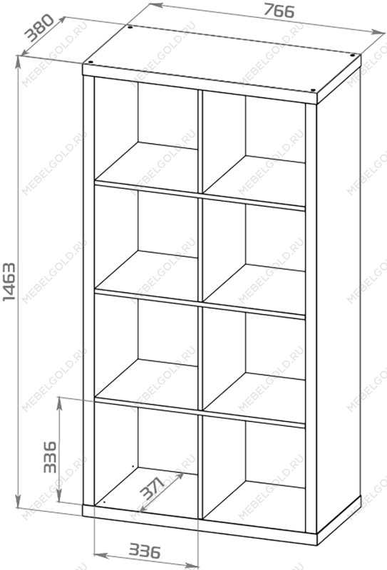 КАЛЛАКС / ФОРА Стеллаж ИКЕА / IKEA 8, прямоуголной формы с двумя рядами ячеек, тамбурат, дуб беленый | изображение 3