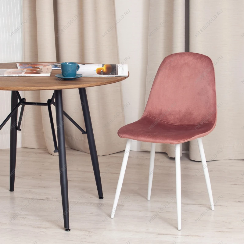 Стул BREEZE (mod. 4724), Велюр/металл, 44 х 53 х 87 см, Coral (коралловый) HLR44 / белый | изображение 9