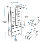 САГА шкаф с витриной 90 белый | изображение 3
