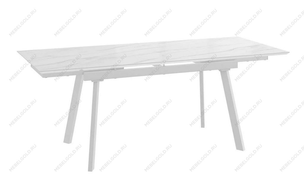 Стол раздвижной Astrid (F)-140 (140+30+30x85/Мрамор светлый -Compact cer/Белый) | изображение 1