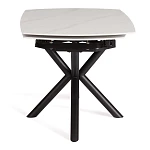 Стол обеденный Winston/Винстон, столешница керамика (глянцевая) / опоры металл, белый/черный, (120+30+30)x80x75(+1) см | изображение 1