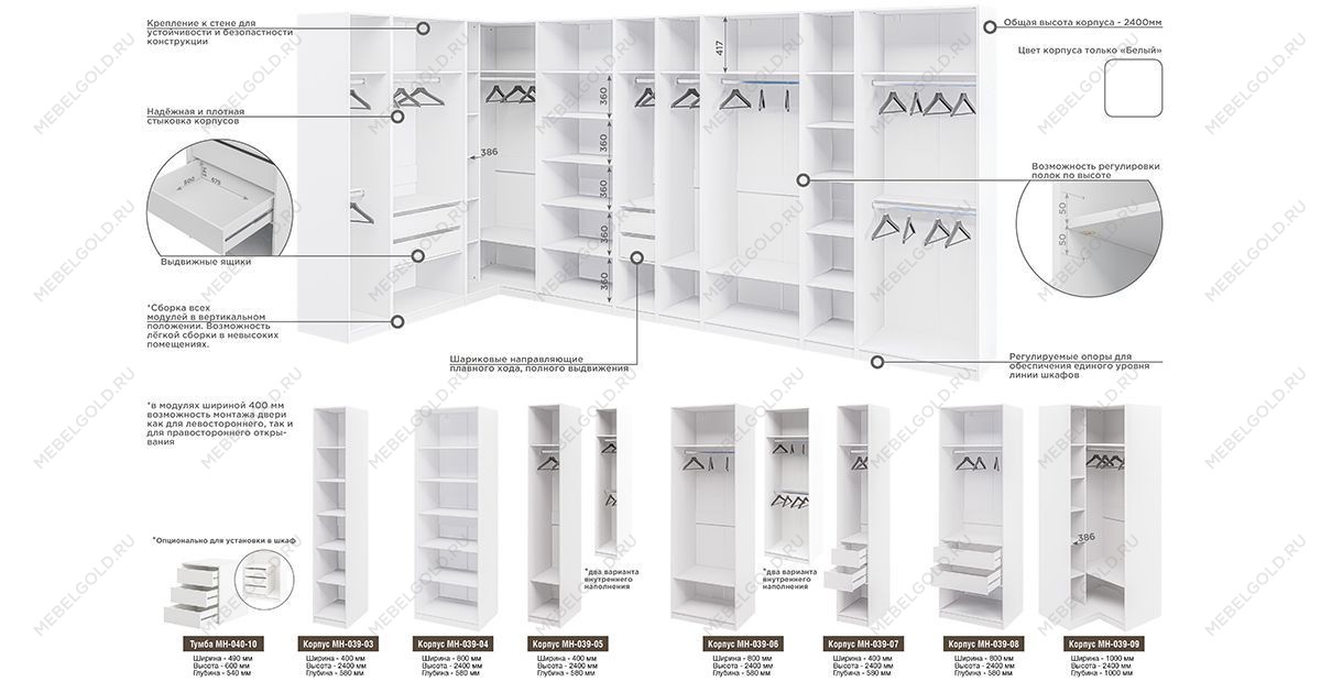 Шкаф Отис МН-039-04 П7 с фасадом МДФ (белый) | изображение 4