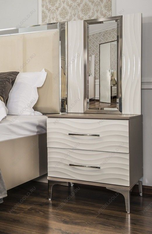 Зеркало Гравита для прикроватной тумбы белый глянец | изображение 2