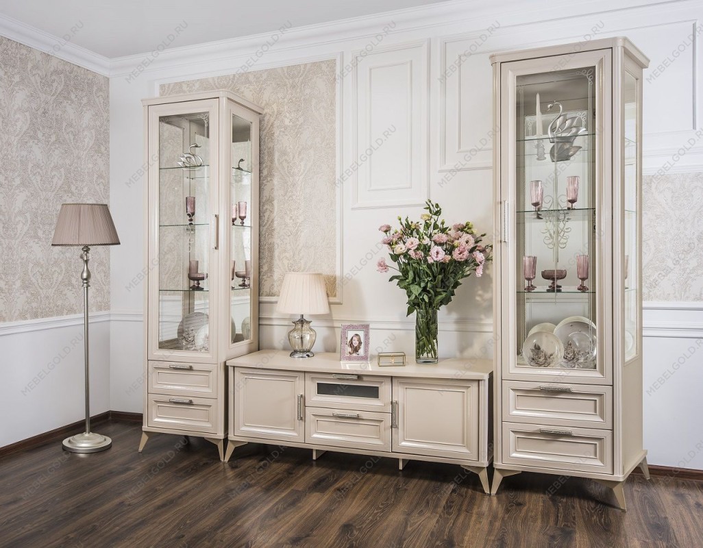 Гостиная Нонна 1+тв+1 бежевый глянец | изображение 1