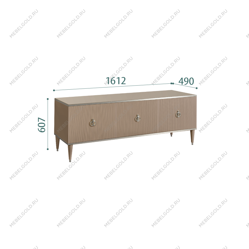 Тумба под телевизор (3 двери) Римини СОЛО (Мокка/Серебро) РМТ-2(s)