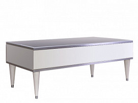 Журнальный столик с выдвижным ящиком Римини (белый серебро) РМСТ-2