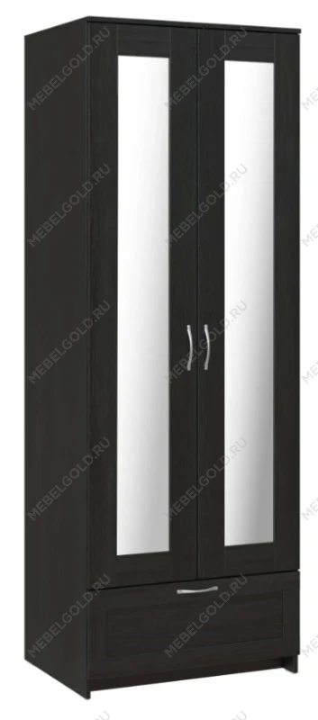 БРИМНЭС / СИРИУС Шкаф двухдверный ИКЕА / IKEA с одним выдвижным ящикам и двумя зеркалами, Дуб Венге