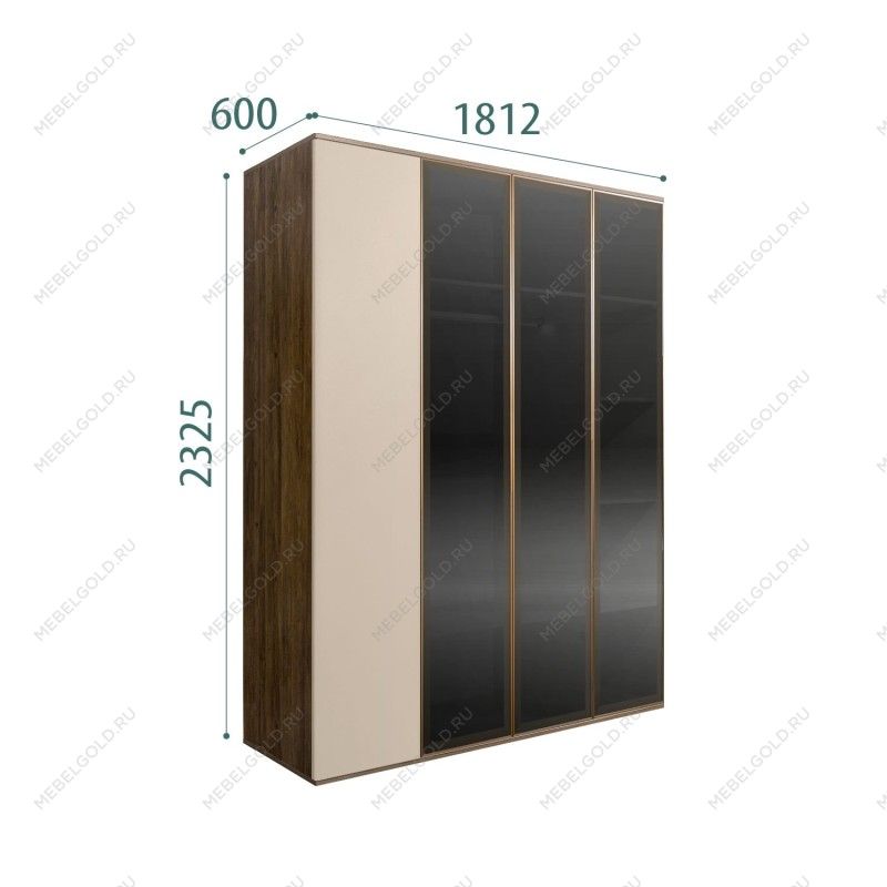 Шкаф 4-х дв. Bogemia Woodline Air (Ваниль/Золото) БМШ2/4(3)