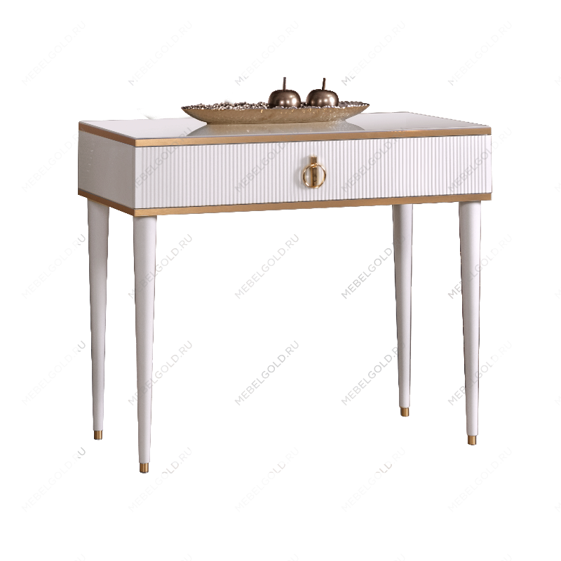 Стол туалетный узкий Римини СОЛО (Белый/Золото) РМСТ-1(s)[9]