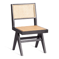 Стул LOKI, дерево вяз/ротанг, 51х44х86 см, черный