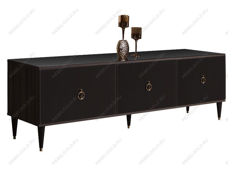 Тумба под телевизор (3 двери) Римини СОЛО (Орех империя/Золото) РМТ-2(s)