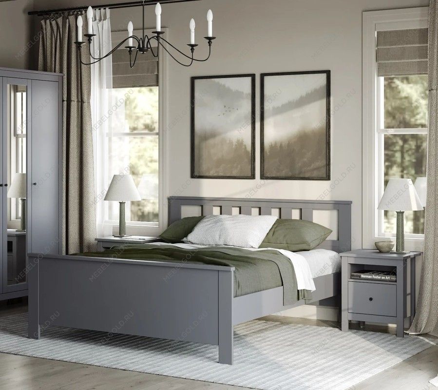 САГА кровать двойная 140х200 серая | изображение 6