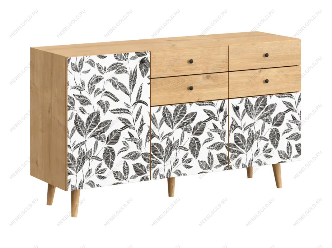 Сервант Frida Робиния Брэнсон, Принт Floral, Ножки бук, 623871