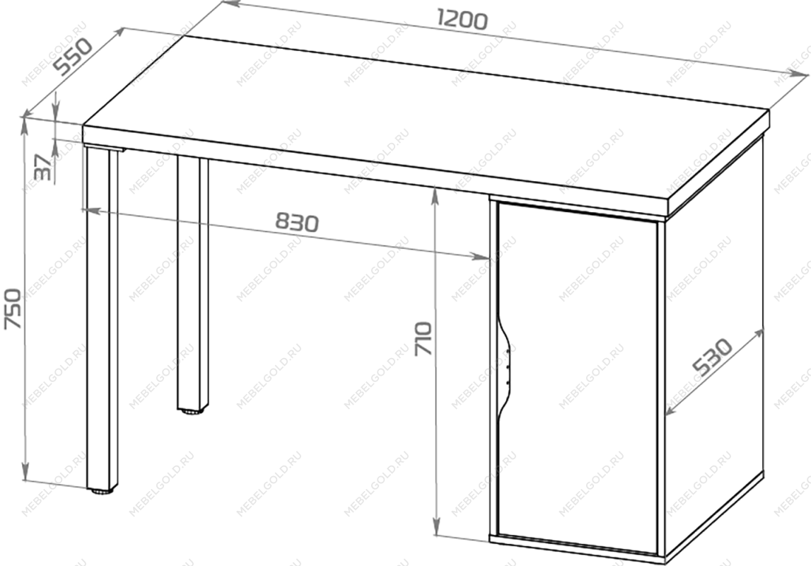ИНГАР 1/ДВ/T стол письменный 120x75x55, дуб беленый/белый | изображение 2