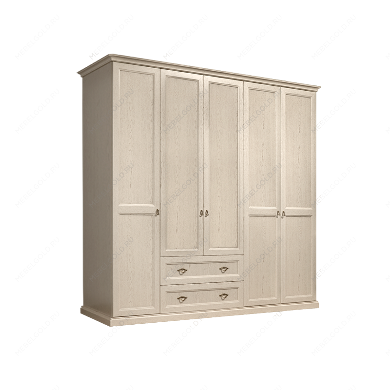 Шкаф 5-и дв. (без зеркал) для платья и белья с выдвижными ящиками Венеция дуб седан ВНШ2/51