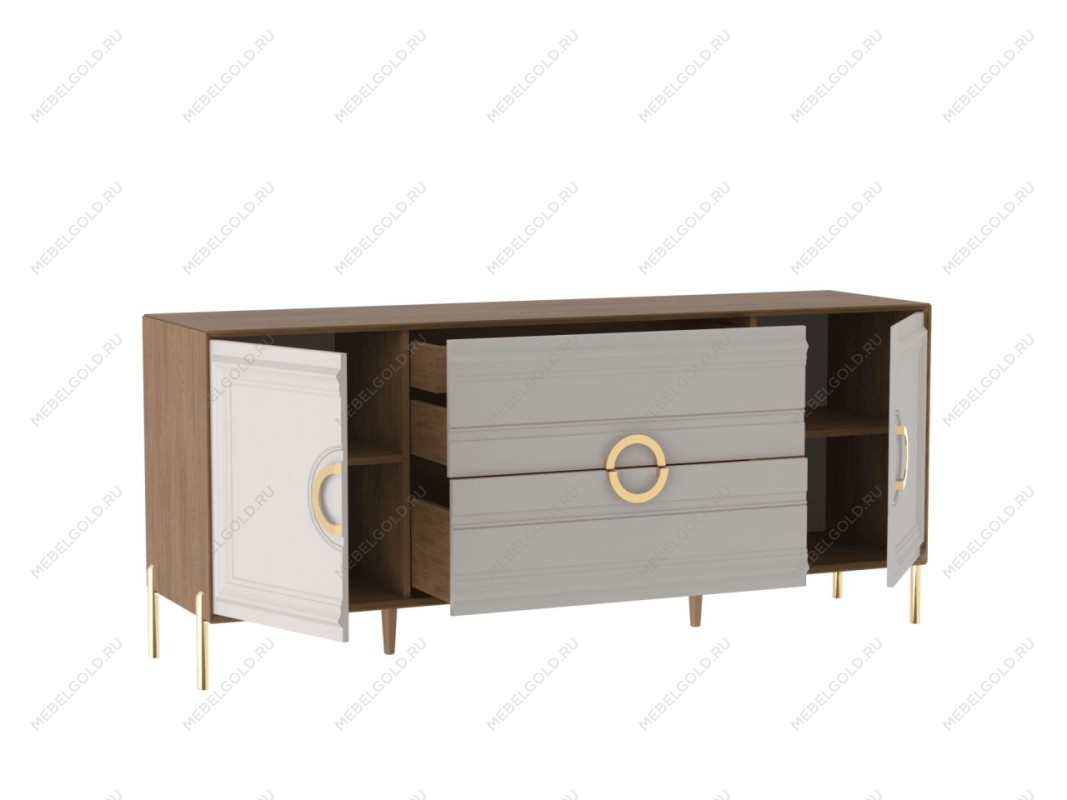 Комод широкий, Палермо (1824*472*782) Дуб Каселла коричневый/Экокожа Мокко, 12807 | изображение 1