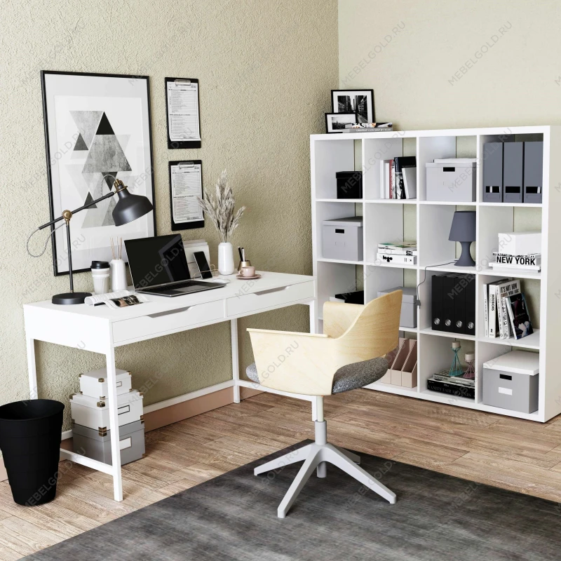 Стол письменный на металлических ножках Ингар Д 100x48x76, белый | изображение 8