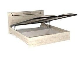 Кровать Люкс 1800 с подъемным механизмом, Мале (1860*2126*1000) Дуб галифакс белый