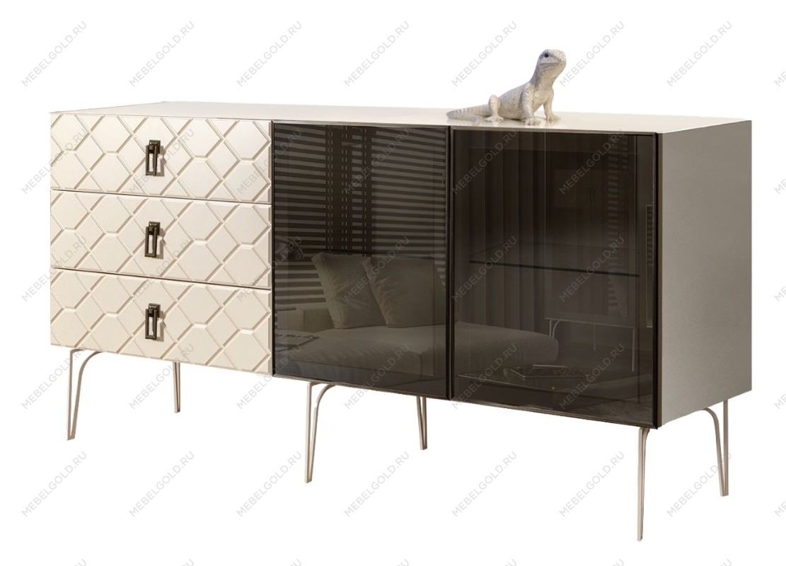 Комод 1.6м Bogemia Farfalle (Слоновая кость) (Lakobel/Черный) БМКМ-4(Fa)[5]