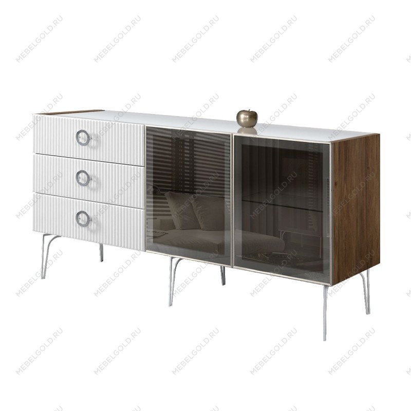 Комод 1.6м Bogemia Woodline Fi (Белый) (Lakobel/Хром) БМКМ-4[5]