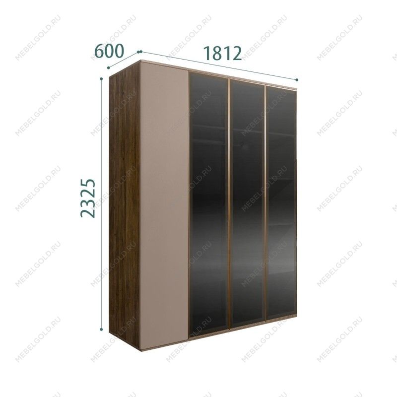 Шкаф 4-х дв. Bogemia Woodline Air (Мокка/Золото) БМШ2/4(3)