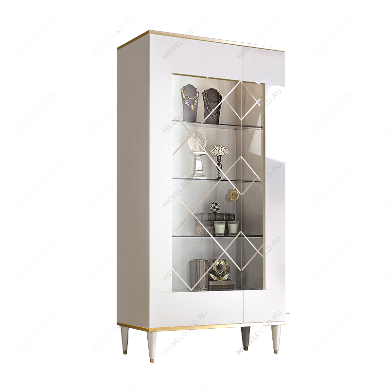 Витрина 2-ств. Римини (Белый/Золото) (Левая) РМВ2-2С