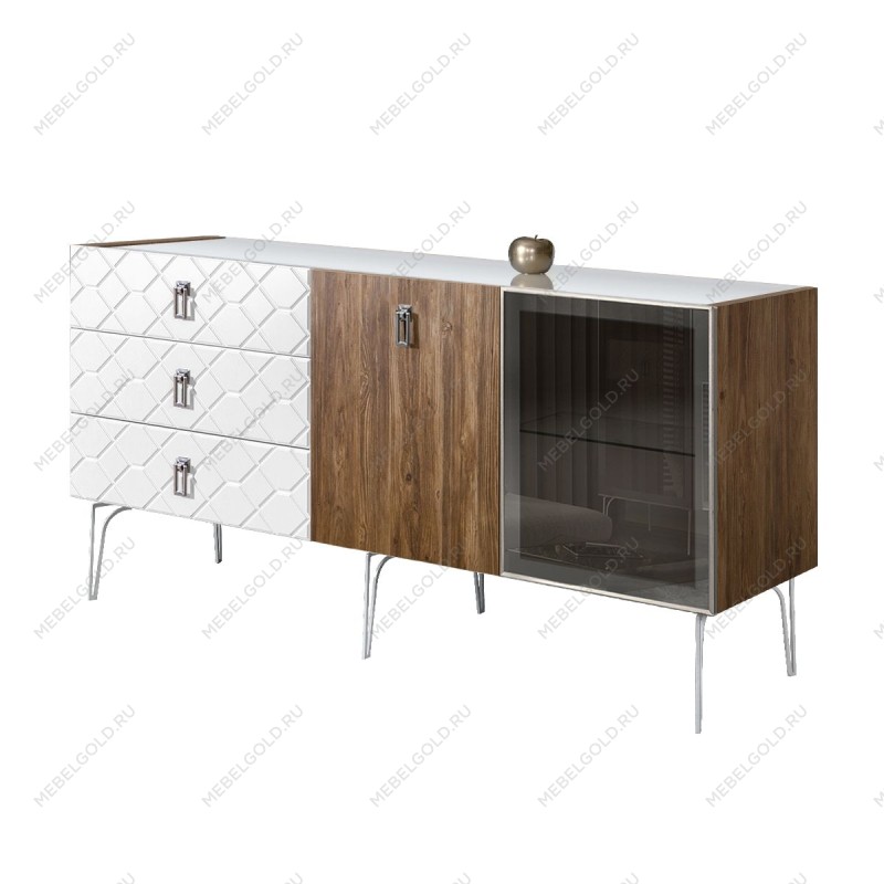 Комод 1.6м Bogemia Woodline Wood Fa (Белый) (Lakobel/Хром) БМКМ-4[5][10]