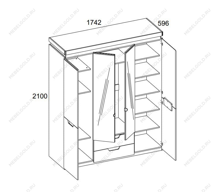 Шкаф 4-створчатый Торино 4DG2S Z | изображение 1