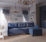 Диван-кровать угловой Киркас синий, рогожка | изображение 3