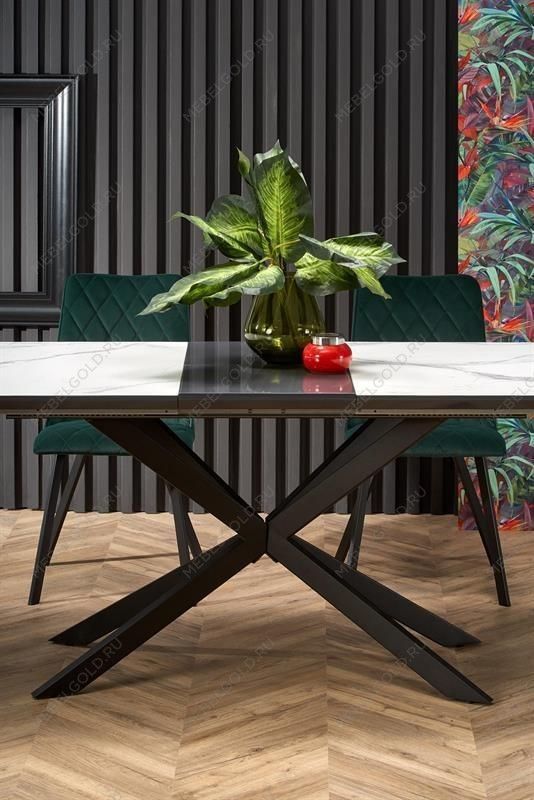 Стол обеденный Halmar DIESEL раскладной (белый мрамор/темно-серый/черный) | изображение 8