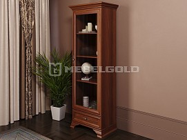 Шкаф с витриной Кентаки REG1W1S каштан - Выставка м. Марьина роща