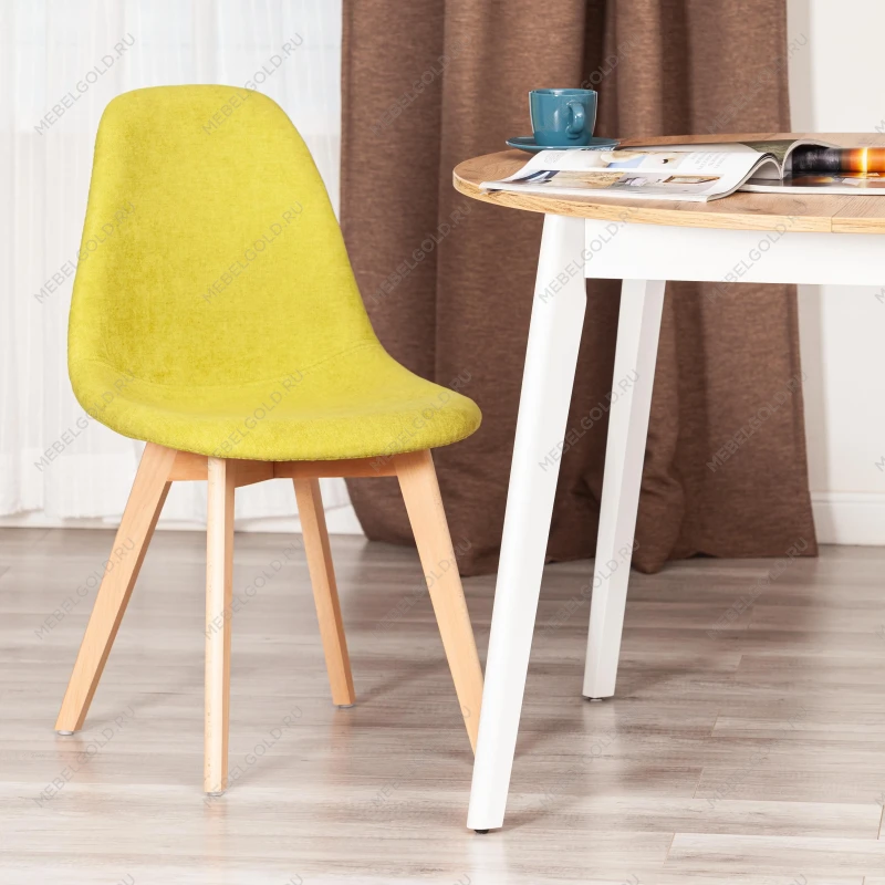 Стул CINDY SOFT (mod. C1021F1-1), фактурный велюр/дерево бук, 55 х 48 х 83 см, Светло-зеленый LY1701-8 / натуральный | изображение 8