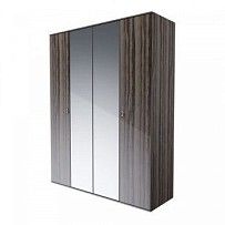 Шкаф 4-х дверный с зеркалом Римини (Орех империя/Серебро) РМШ1/4