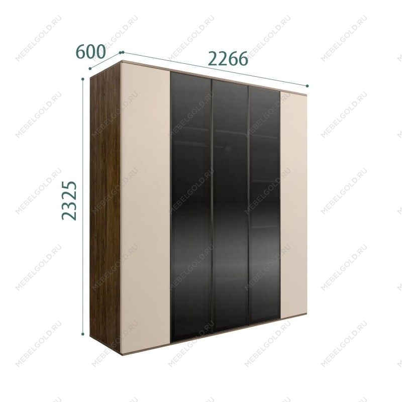 Шкаф 5-ти дв. Bogemia Woodline Air (Ваниль/Черный) БМШ2/5(3)