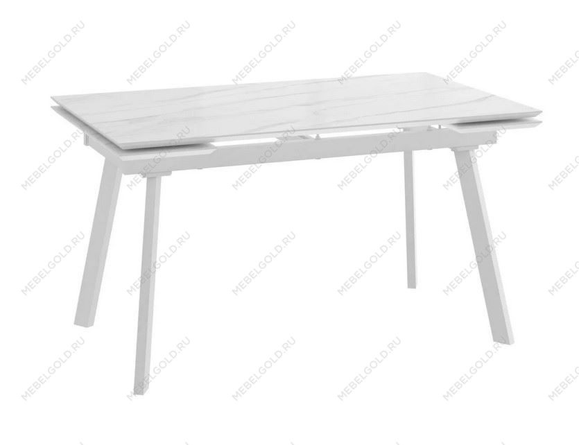 Стол раздвижной Astrid (F)-140 (140+30+30x85/Мрамор светлый -Compact cer/Белый)