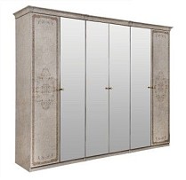 Шкаф Патрисия 6-дверный (2+2+2) с зеркалом крем корень глянец