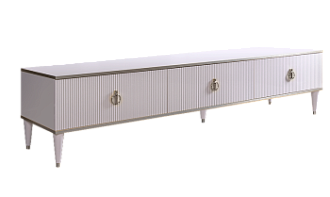 Тумба под телевизор 3 ящика Римини СОЛО (Белый/Серебро) РМТ-4(s)[10]