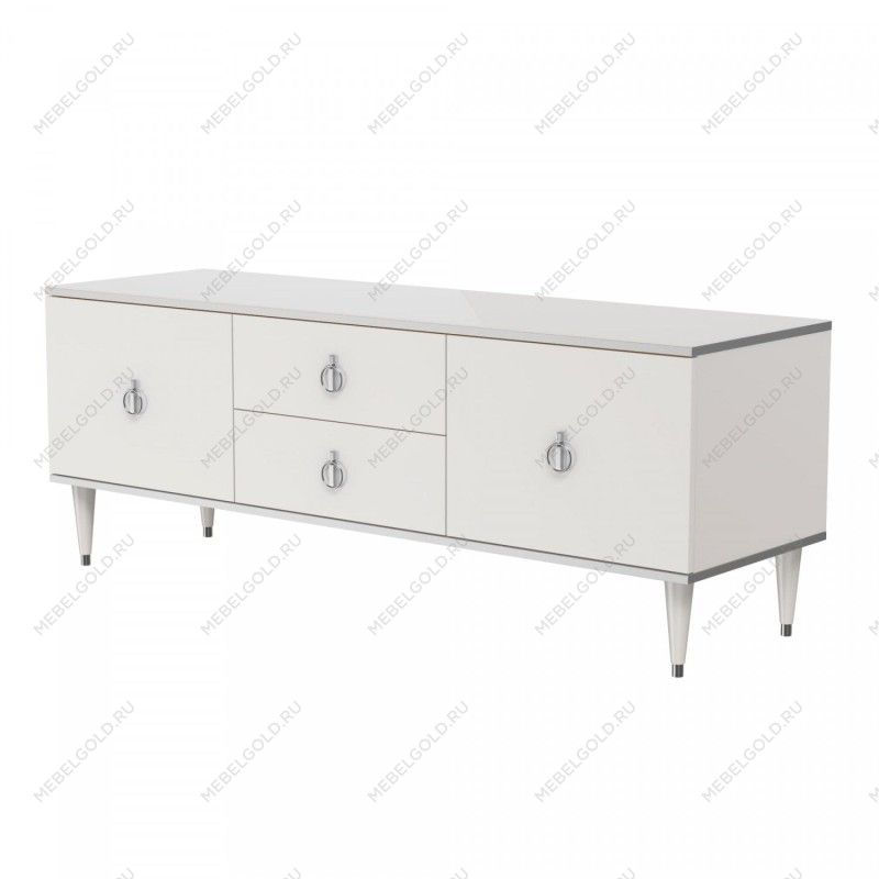 Тумба под телевизор Римини (Белый/Серебро) РМТ-3