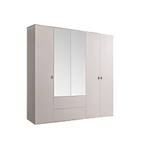 Шкаф 5-ти дверный с зеркалом, с ящиками Римини (Слоновая кость/Серебро) РМШ1/51