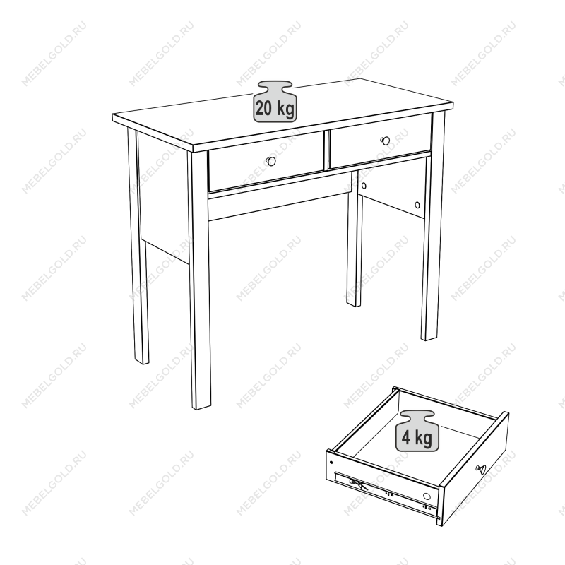 САГА стол туалетный 92х45 белый | изображение 3