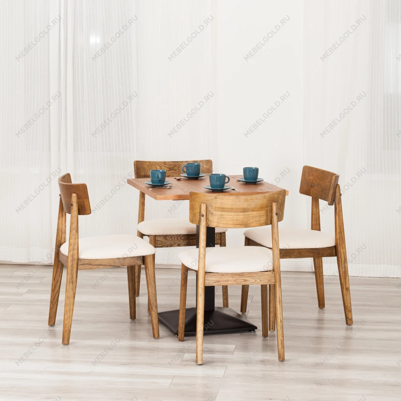 Стол RAGNAROK, дерево вяз/железная опора, 70х70х76 см, груша №3/черная опора | изображение 6