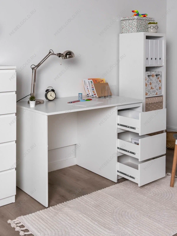 Стол письменный ГУД ЛАКК Кастор, 3 ящика, 116х65х75 см, белый | изображение 3