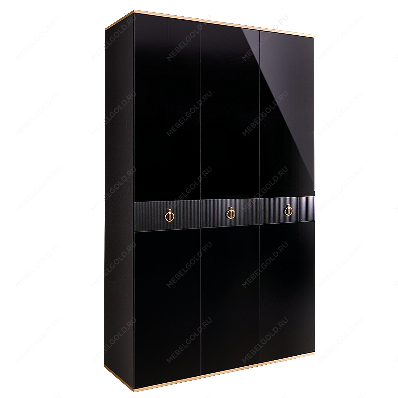 Шкаф 3-х дверный Римини СОЛО (Черный/Золото) РМШ2/3(s)