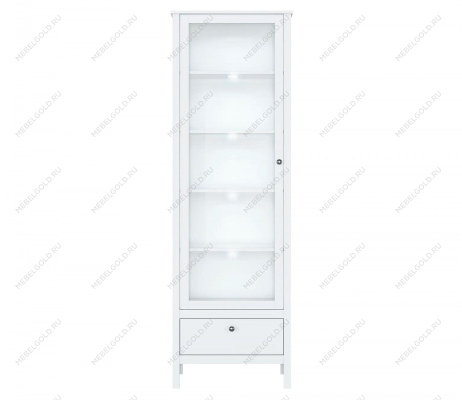 Шкаф-витрина Ева (Хельга) REG1W1S/65 с подсветкой белый