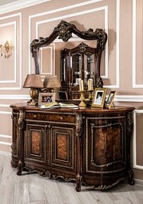 Комод Джоконда корень дуба глянец с зеркалом (гостиная)