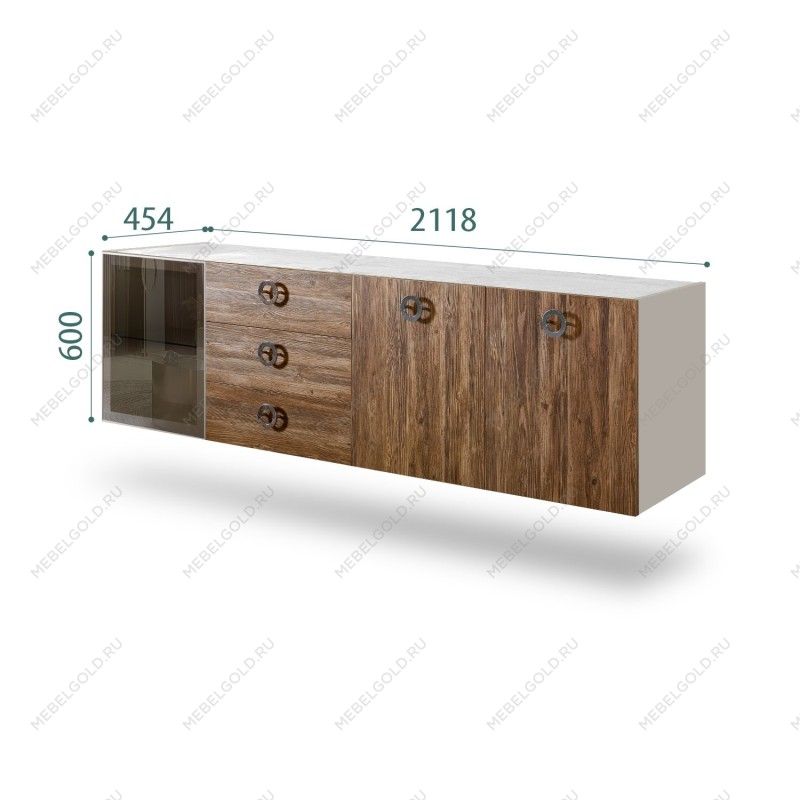 Комод 2.1м Bogemia Fly Wood Fi (Шелк) (Novabuk/Хром) БМКМ-5[4]