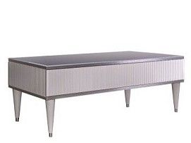 Журнальный столик с ящиком Римини СОЛО (Белый/Серебро) РМСТ-2(s)